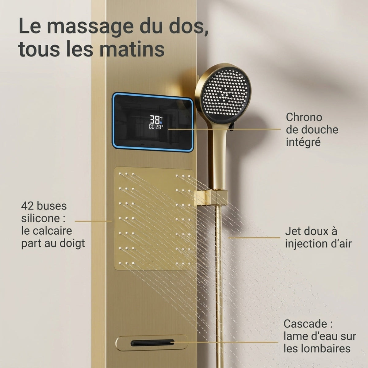 Le panneau de jets dorsaux à buses silicone