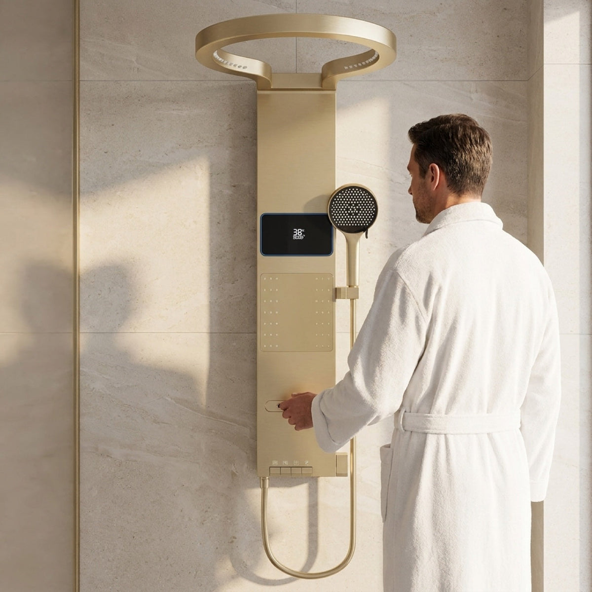 La colonne de douche installée dans une salle de bain